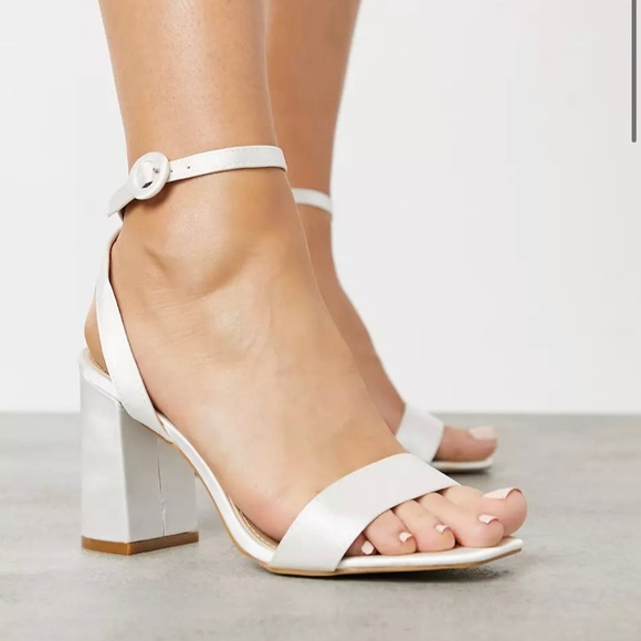 ASOS chunky white satin heels - Picture 3 of 3